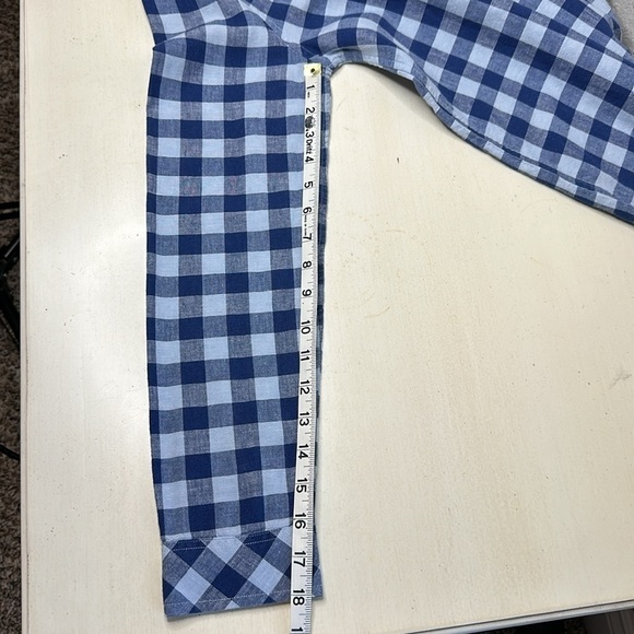 Southern Tide Blue White Gingham Linen Blend Popover Shirt Size M - Picture 12 of 12